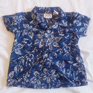 18 Month Boys Blue Floral Hawaiian Shirt